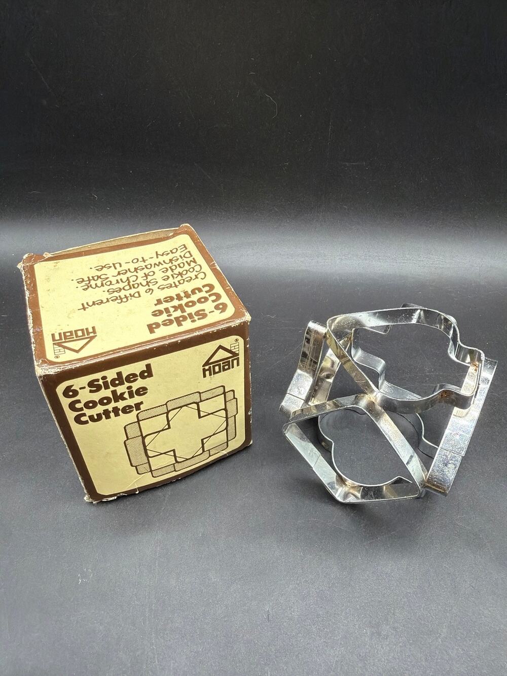 Vintage HOAN 6-Sided Cookie Cutter w/Original Box Heart Club Spade Star Cross HK